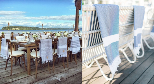 Turkish towels used as shawls and throws for outdoor dining events